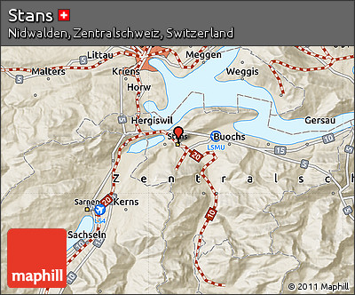 Shaded Relief Map of Stans