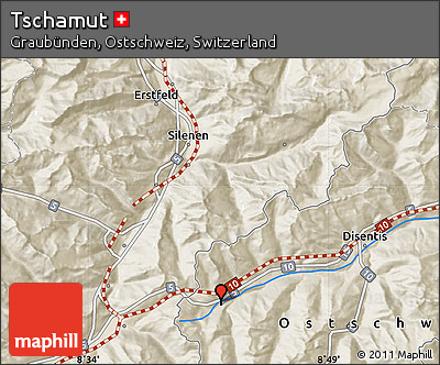 Shaded Relief Map of Tschamut
