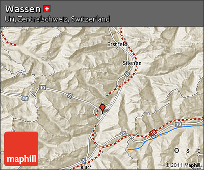 Shaded Relief Map of Wassen