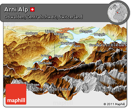 Physical Panoramic Map of Arni Alp