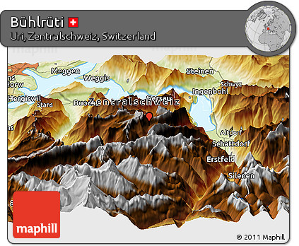 Physical Panoramic Map of Bühlrüti