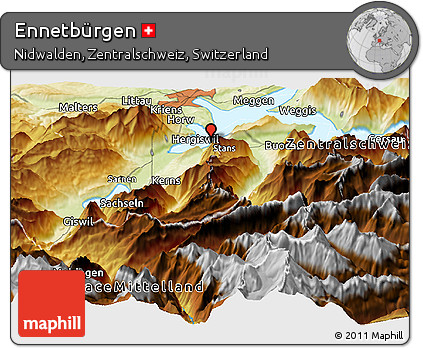 Physical Panoramic Map of Ennetbürgen