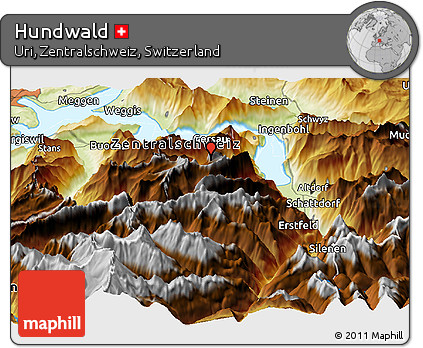 Physical Panoramic Map of Hundwald
