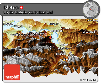 Physical Panoramic Map of Isleten