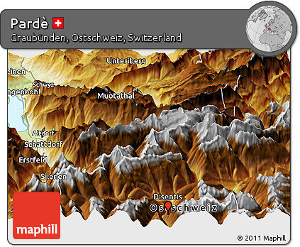 Physical Panoramic Map of Pardè