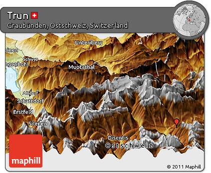 Physical Panoramic Map of Trun