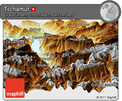 Physical Panoramic Map of Tschamut