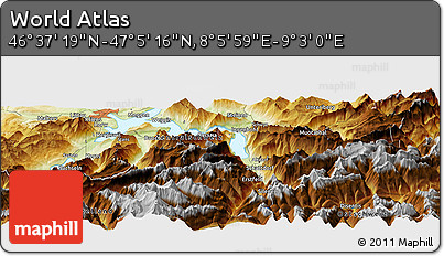 Physical Panoramic Map of the Area around 46° 51' 18" N, 8° 34' 29" E