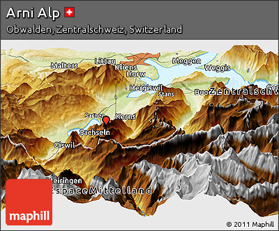 Physical Panoramic Map of Arni Alp