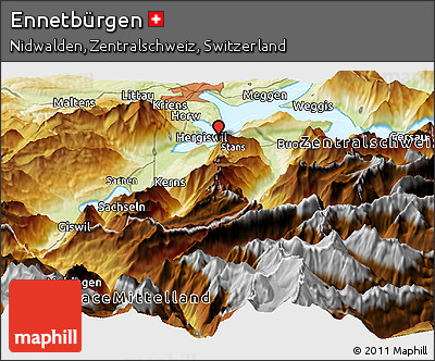 Physical Panoramic Map of Ennetbürgen