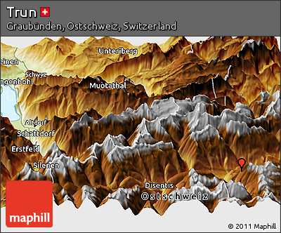 Physical Panoramic Map of Trun