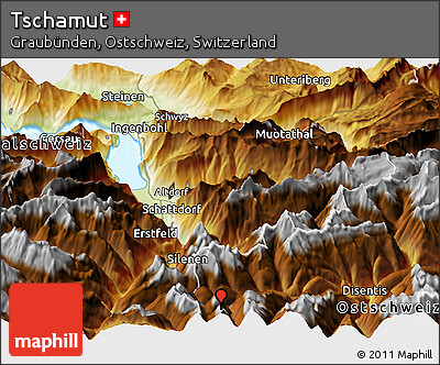 Physical Panoramic Map of Tschamut