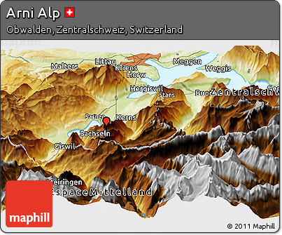 Physical Panoramic Map of Arni Alp