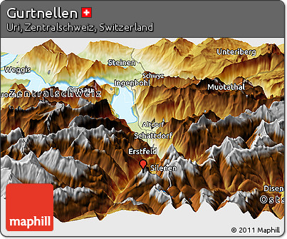 Physical Panoramic Map of Gurtnellen