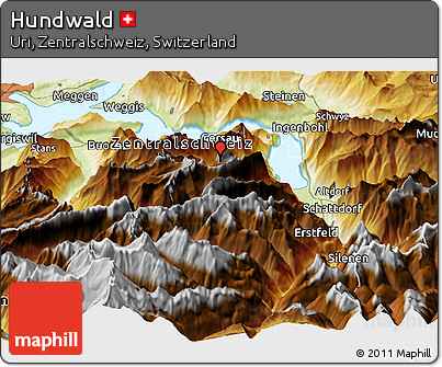 Physical Panoramic Map of Hundwald