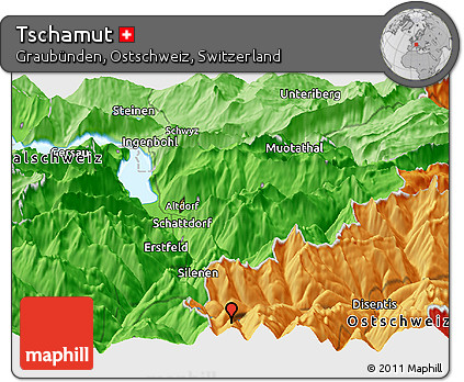 Political Panoramic Map of Tschamut