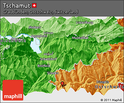 Political Panoramic Map of Tschamut