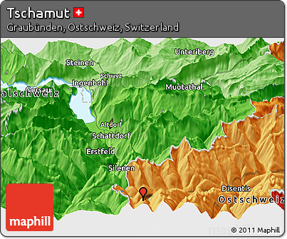 Political Panoramic Map of Tschamut