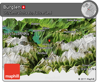Satellite Panoramic Map of Bürglen