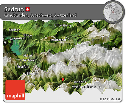 Satellite Panoramic Map of Sedrun