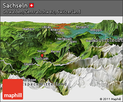 Satellite Panoramic Map of Sachseln
