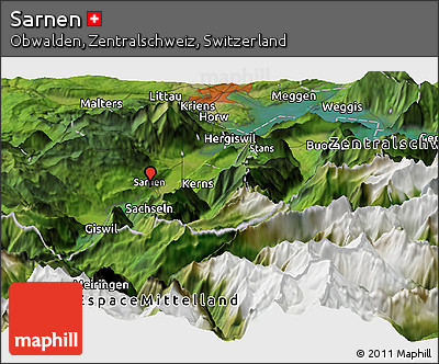 Satellite Panoramic Map of Sarnen