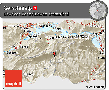 Shaded Relief Panoramic Map of Gerschnialp