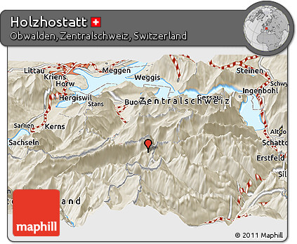 Shaded Relief Panoramic Map of Holzhostatt