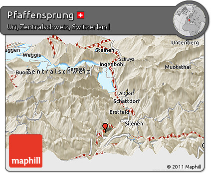 Shaded Relief Panoramic Map of Pfaffensprung