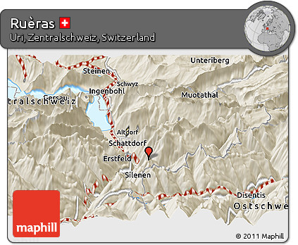 Shaded Relief Panoramic Map of Ruèras