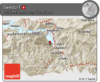 Shaded Relief Panoramic Map of Seedorf