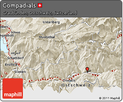 Shaded Relief Panoramic Map of Compadials
