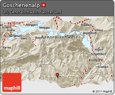 Shaded Relief Panoramic Map of Göschenenalp