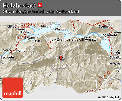Shaded Relief Panoramic Map of Holzhostatt