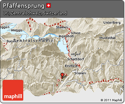 Shaded Relief Panoramic Map of Pfaffensprung