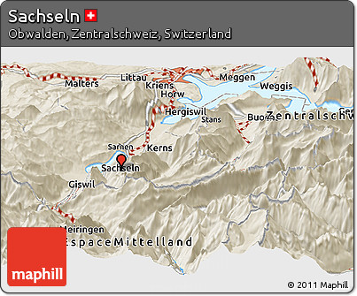 Shaded Relief Panoramic Map of Sachseln