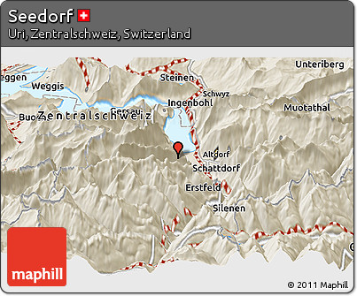 Shaded Relief Panoramic Map of Seedorf