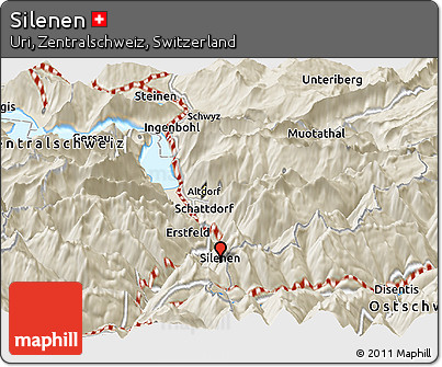 Shaded Relief Panoramic Map of Silenen
