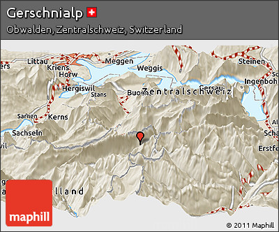 Shaded Relief Panoramic Map of Gerschnialp