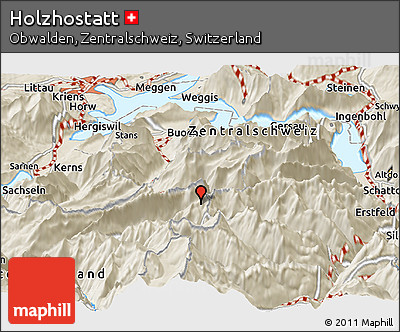 Shaded Relief Panoramic Map of Holzhostatt