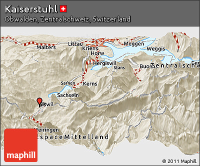 Shaded Relief Panoramic Map of Kaiserstuhl