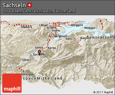 Shaded Relief Panoramic Map of Sachseln
