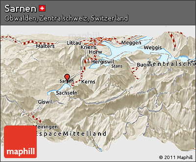 Shaded Relief Panoramic Map of Sarnen