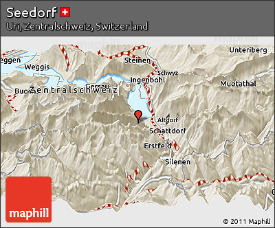 Shaded Relief Panoramic Map of Seedorf