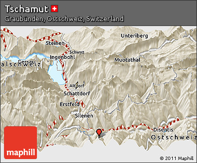 Shaded Relief Panoramic Map of Tschamut