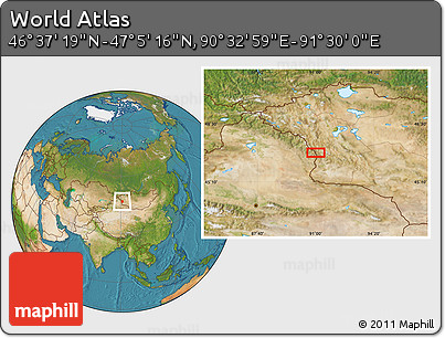 Satellite Location Map of the Area around 46° 51' 18" N, 91° 1' 30" E
