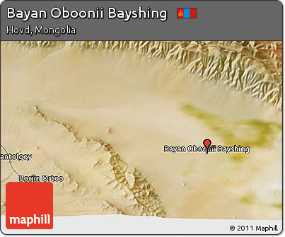 Satellite 3D Map of Bayan Oboonii Bayshing