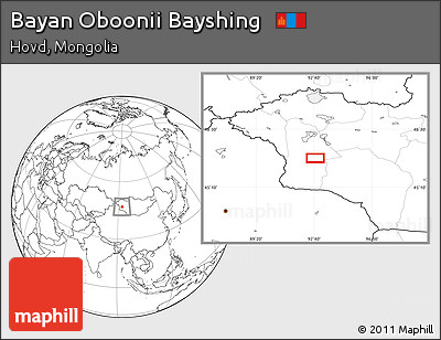 Blank Location Map of Bayan Oboonii Bayshing