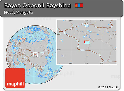 Gray Location Map of Bayan Oboonii Bayshing