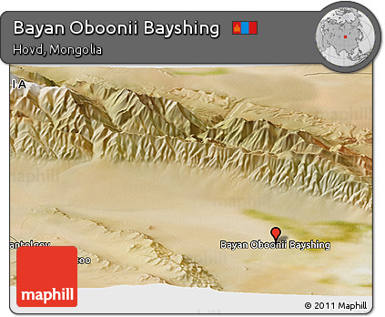 Satellite Panoramic Map of Bayan Oboonii Bayshing